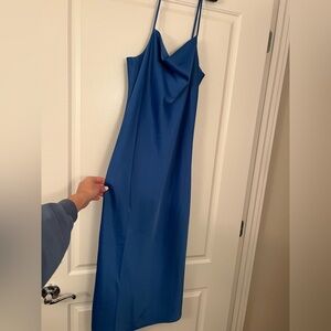 Banana Republic Blue Midi Cowl Neck Dress